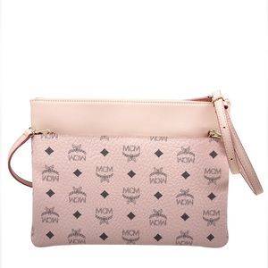 MCM New With Tags Powder Pink Logo Flat Pouch/ Clutch Crossbody Purse